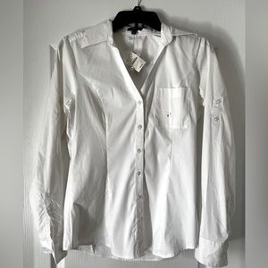 White one pocket button down dress shirt